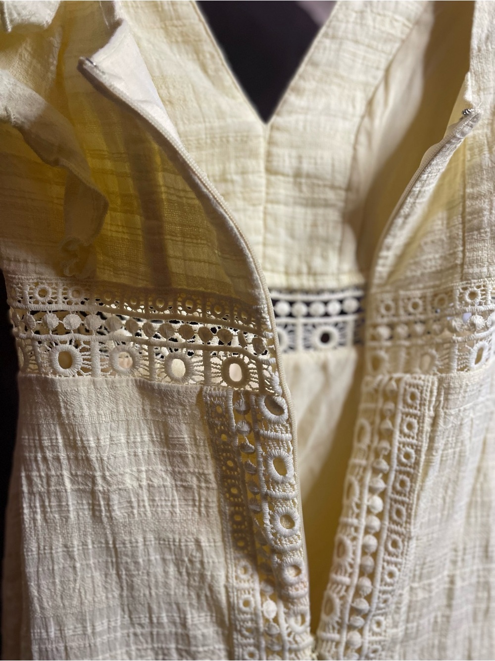 Audrey Parks by Francesca’s Yellow Ruffle V-Neck Mini Dress - Picture 6 of 8
